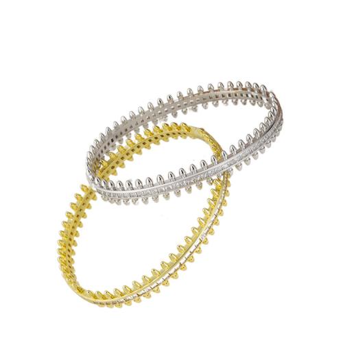 laiton bracelet ordinaire, Placage, bijoux de mode & pavé de micro zircon, plus de couleurs à choisir, protéger l'environnement, sans nickel, plomb et cadmium, Vendu par PC