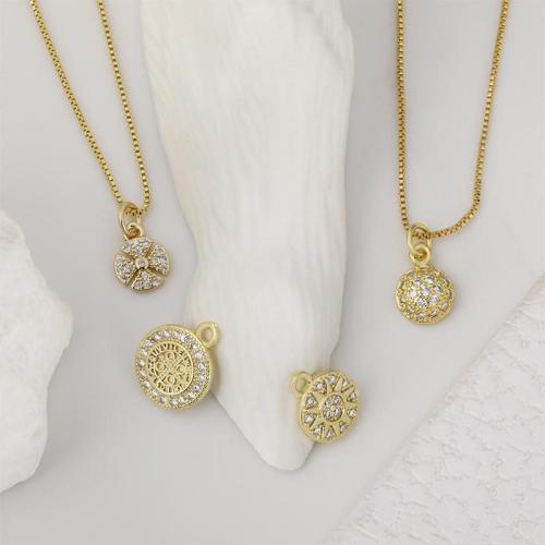 Cubic Zirconia Micro Pave Brass Pendant, plated, DIY & micro pave cubic zirconia, golden, nickel, lead & cadmium free, Sold By PC