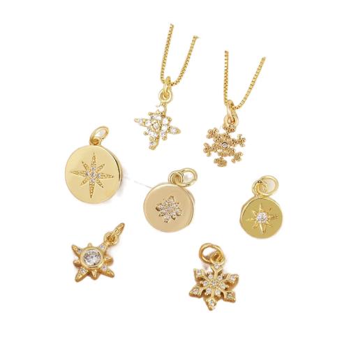 Cubic Zirconia Micro Pave Brass Pendant, plated, DIY & micro pave cubic zirconia, golden, nickel, lead & cadmium free, Sold By PC