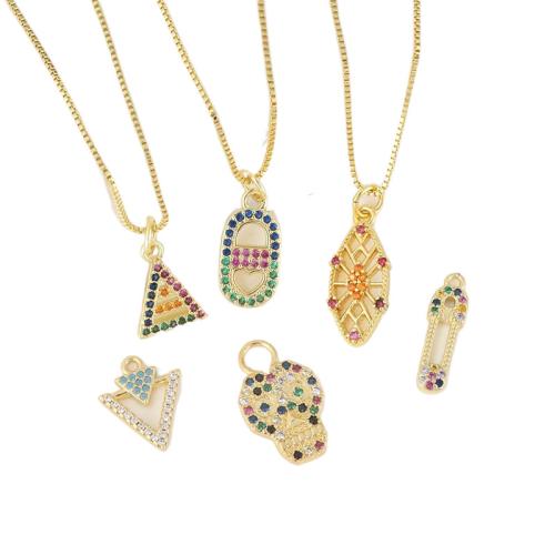Cubic Zirconia Micro Pave Brass Pendant, plated, DIY & micro pave cubic zirconia, golden, nickel, lead & cadmium free, Sold By PC