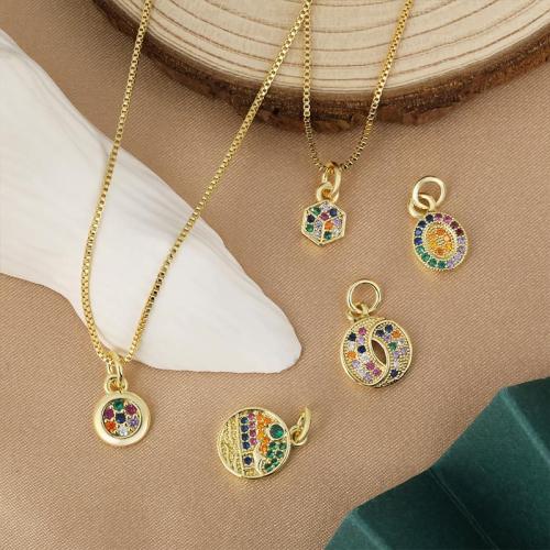 Cubic Zirconia Micro Pave Brass Pendant, plated, DIY & micro pave cubic zirconia, golden, nickel, lead & cadmium free, Sold By PC