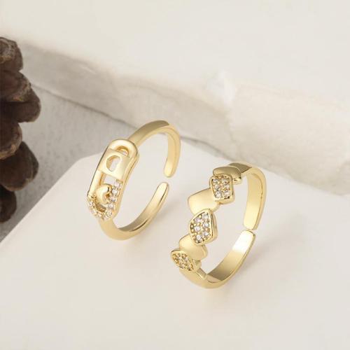 Cubic Zirconia Micro Pave Brass Ring, plated, fashion jewelry & micro pave cubic zirconia, golden, nickel, lead & cadmium free, Sold By PC