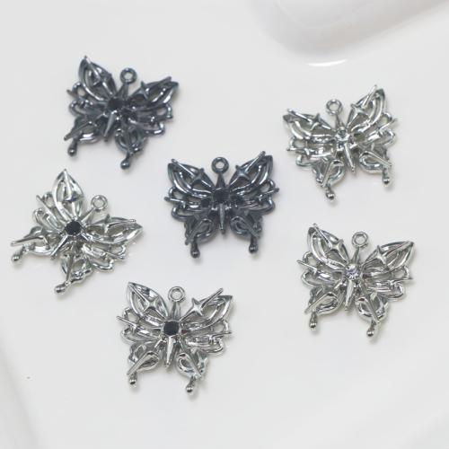 Tibetan Style Rhinestone Pendants, Butterfly, plated, DIY & with rhinestone, more colors for choice, Sold By PC