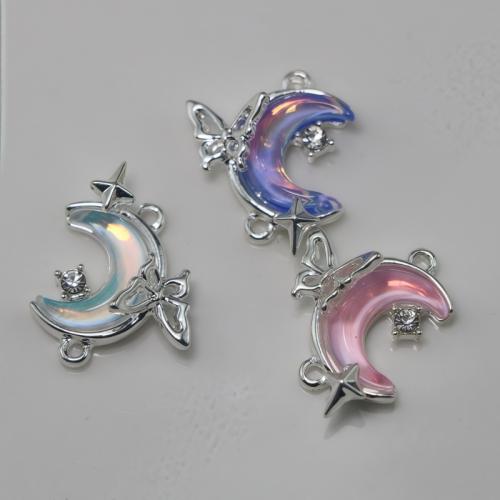 Resin Pendant, Tibetan Style, with Resin, Moon, plated, DIY & with rhinestone, more colors for choice, Sold By PC