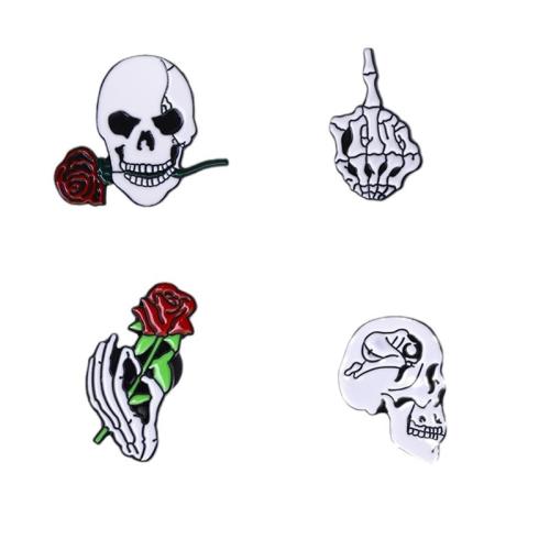 Tibetan Style Brooch, Halloween Design & Unisex & different styles for choice & enamel, black, Sold By PC