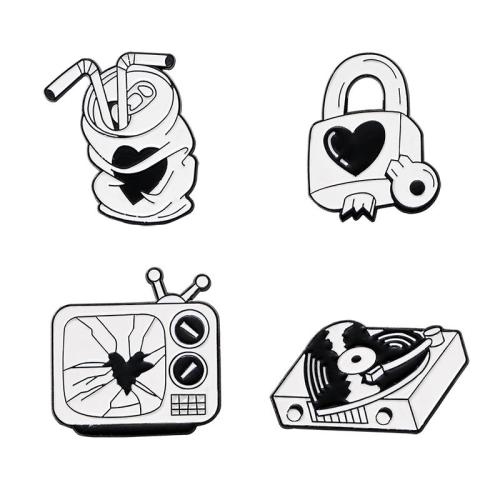 Broche émail, alliage de zinc, unisexe & styles différents pour le choix, noire, Vendu par PC