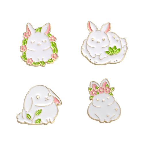 Enamel Brooch, Tibetan Style, Rabbit, stoving varnish, Unisex & different styles for choice, golden, Sold By PC