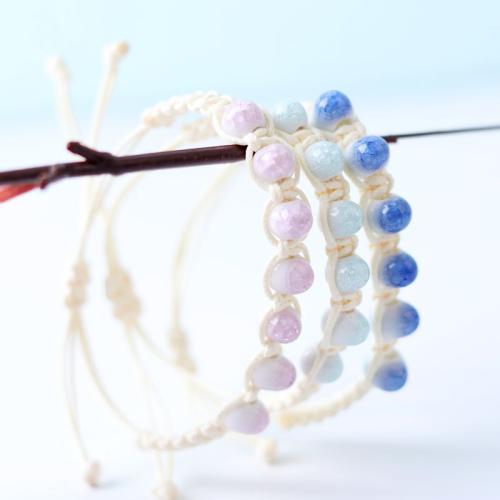 Porcelain Bracelet, with Wax Cord, handmade, adjustable & for woman, more colors for choice, Length:Approx 8 Inch, Sold By PC
