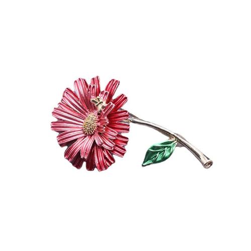 Tibetan Style Brooch, Daisy, gold color plated, Tole Paintng & for woman, 50x35mm, Sold By PC