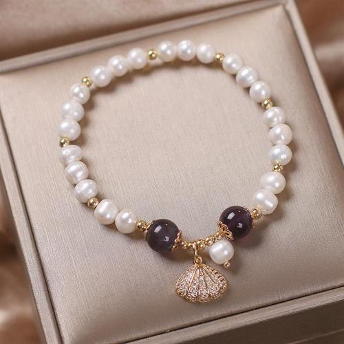 Tibetan Style Bracelet, with Freshwater Pearl, plated, different styles for choice & for woman & with rhinestone, Length:Approx 6.5 Inch, Sold By PC