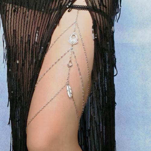 Tibetan Style Leg Chain, with Elastic Thread, plated, multilayer & Bohemian style & for woman, Length:Approx 13 Inch, Sold By PC