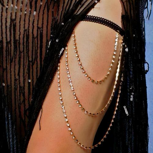 Tibetan Style Leg Chain, with Elastic Thread, plated, for woman & with rhinestone, more colors for choice, Length:Approx 13 Inch, Sold By PC