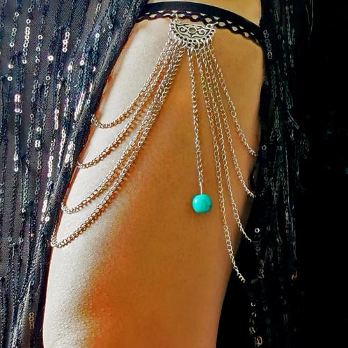 Tibetan Style Leg Chain, with Resin, plated, multilayer & for woman, Length:Approx 13 Inch, Sold By PC