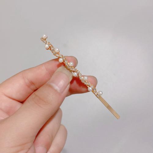Tibetan Style Hair Slide, with Plastic Pearl, plated, different styles for choice & for woman & with rhinestone, 85mm, Sold By PC