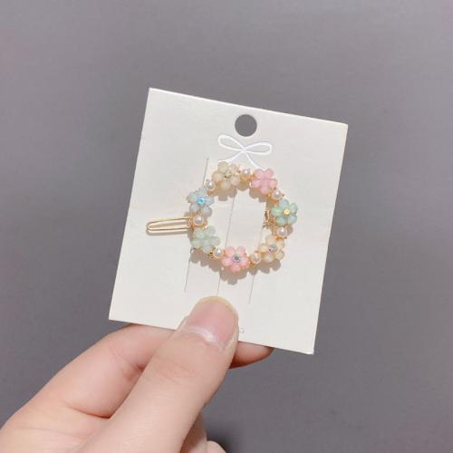 Tibetan Style Hair Slide, with Plastic Pearl & Acrylic, gold color plated, different styles for choice & for woman & with rhinestone, hair slide length 40-50mm, Sold By PC