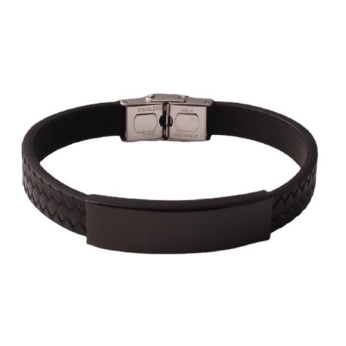 PU Leather Bracelet, with 304 Stainless Steel, Unisex & different styles for choice, black, Length:Approx 8-9 Inch, Sold By PC