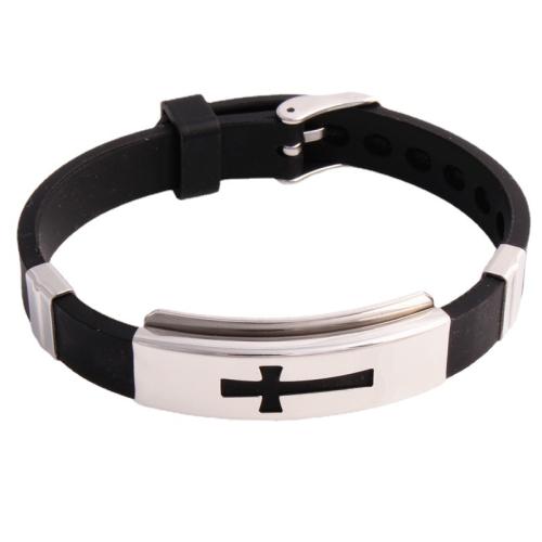 Acier titane bracelet, avec silicone, unisexe & styles différents pour le choix, Longueur:Environ 8-9 pouce, Vendu par PC