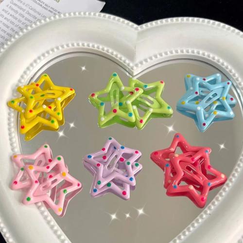 Tibetan Style Hair Snap Clip, Star, for woman & enamel, more colors for choice, 30mm, Sold By PC