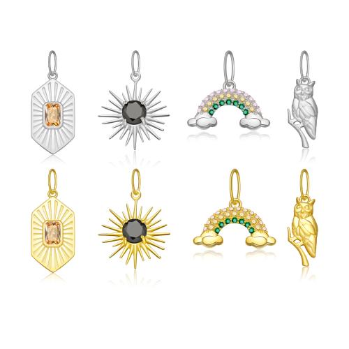 Colgante de Micro Pavé de Zirconía Cúbica en Plata de Ley, Plata de ley 925, con Perlas plásticas, chapado, Bricolaje & diferentes estilos para la opción & micro arcilla de zirconia cúbica, Vendido por UD