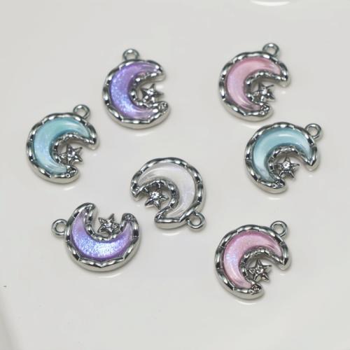 Resin Tibetan Style Pendants, with Resin, Moon and Star, silver color plated, DIY, more colors for choice, Sold By PC