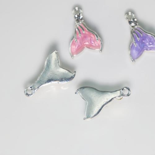 Resin Tibetan Style Pendants, with Resin, Mermaid tail, silver color plated, DIY & with rhinestone, more colors for choice, Sold By PC