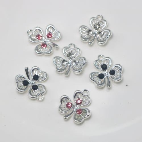 Tibetan Style Rhinestone Pendants, Flower, silver color plated, DIY & with rhinestone, more colors for choice, Sold By PC