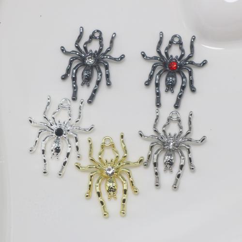 Tibetan Style Animal Pendants, Spider, silver color plated, DIY & with rhinestone, more colors for choice, Sold By PC