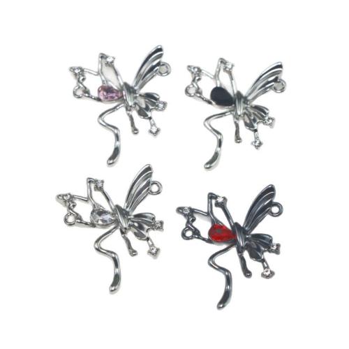 Tibetan Style Animal Pendants, Butterfly, silver color plated, DIY & with rhinestone, more colors for choice, Sold By PC