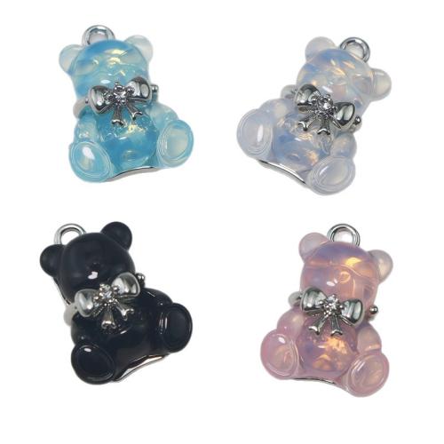 Résine Tibetan Style pendentifs, alliage de zinc, avec résine, ours, Placage, DIY & avec strass, plus de couleurs à choisir, Vendu par PC
