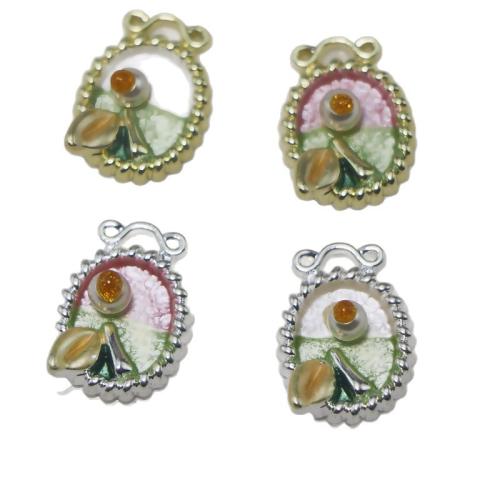 Tibetan Style émail Pendants, alliage de zinc, avec perle de plastique, Placage, DIY & double trou, plus de couleurs à choisir, Vendu par PC