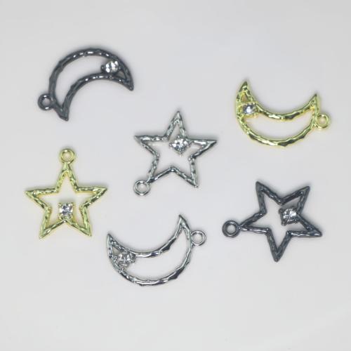 Tibetan Style Rhinestone Pendants, Moon and Star, plated, DIY & with rhinestone, more colors for choice, Sold By PC
