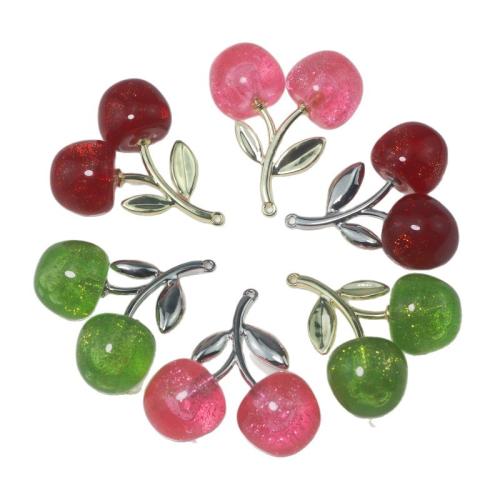 Résine Tibetan Style pendentifs, alliage de zinc, avec résine, cerise, Placage, DIY, plus de couleurs à choisir, Vendu par PC