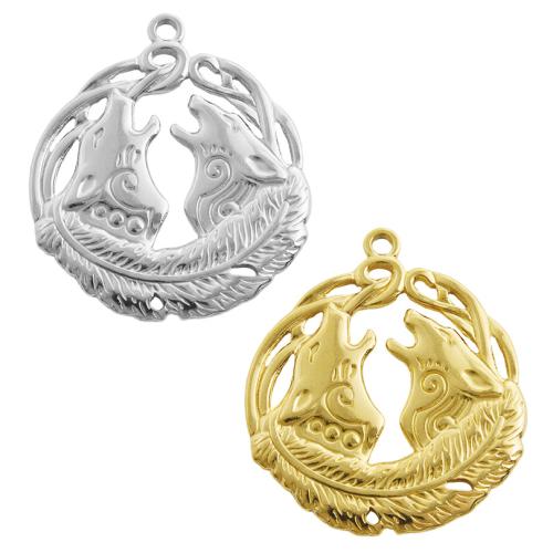 Stainless Steel Animal Pendants, 304 Stainless Steel, Wolf, plated, DIY & hollow, more colors for choice, 10PCs/Bag, Sold By Bag