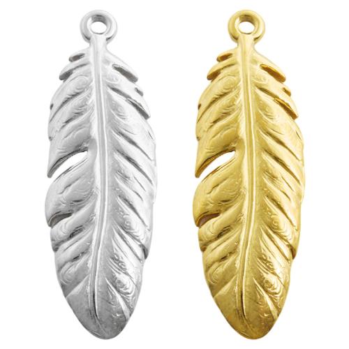 Stainless Steel Pendants, 304 Stainless Steel, Feather, plated, DIY, more colors for choice, 10PCs/Bag, Sold By Bag
