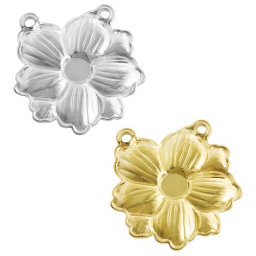 Stainless Steel Pendant Setting, 304 Stainless Steel, Flower, plated, DIY & double-hole, more colors for choice, 10PCs/Bag, Sold By Bag