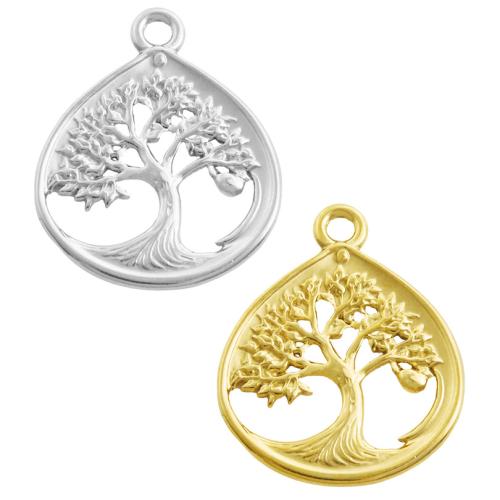 Stainless Steel Pendants, 304 Stainless Steel, Tree, plated, DIY & hollow, more colors for choice, 10PCs/Bag, Sold By Bag