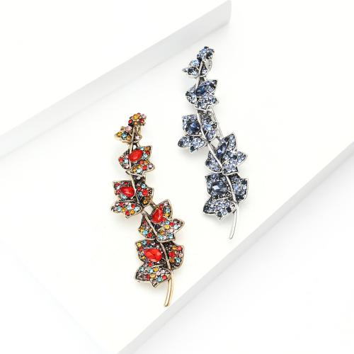 Rhinestone Brooch, Tibetan Style, Branch, plated, fashion jewelry & with rhinestone, more colors for choice, Sold By PC
