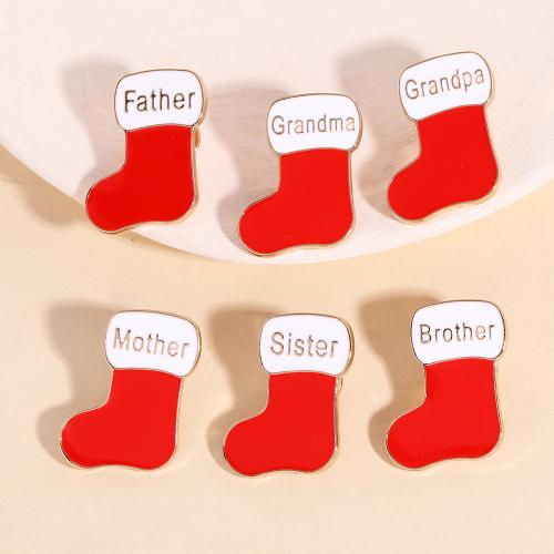 Christmas Brooches, Tibetan Style, Socks, Christmas Design & Unisex & different designs for choice & enamel, golden, Sold By PC