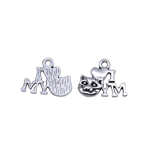 Pendentifs animaux en alliage de zinc, chat, Placage, DIY, 20PC/sac, Vendu par sac