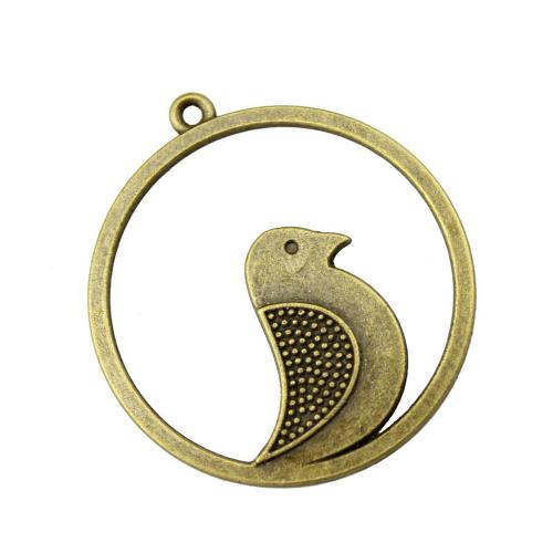 Pendentifs animaux en alliage de zinc, Rond, Placage, DIY, couleur bronze antique, Vendu par PC
