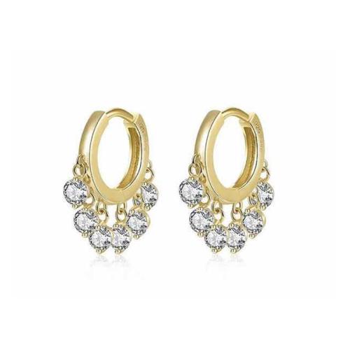Brass Huggie Hoop Drop Earring, plated, different styles for choice & micro pave cubic zirconia & for woman, Inner Diameter:Approx 9mm, Sold By Pair