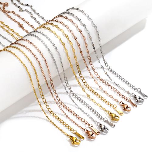 Acier inoxydable Nekclace chaîne, Acier inoxydable 304, avec 2inch chaînes de rallonge, Placage, unisexe & styles différents pour le choix, Longueur:Environ 15.7 pouce, Vendu par PC