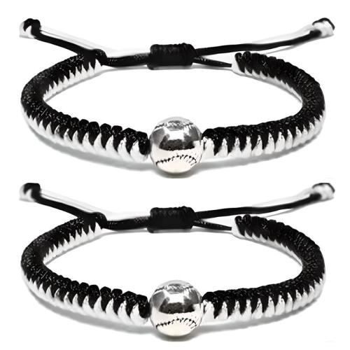 cordon de polyester Set de bracelet, avec alliage de zinc, fait à la main, réglable & styles différents pour le choix & pour le couple, Longueur:Environ 6-10 pouce, Vendu par fixé