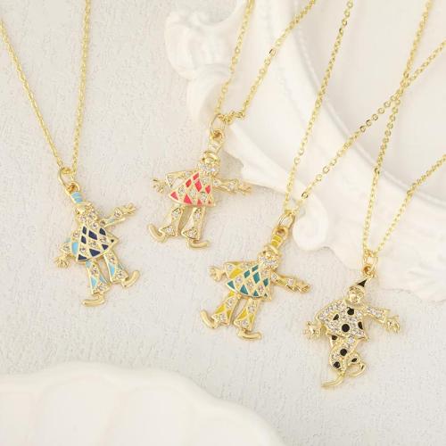 Cubic Zirconia Micro Pave Brass Pendant, clown, plated, DIY & micro pave cubic zirconia & enamel, more colors for choice, nickel, lead & cadmium free, Sold By PC