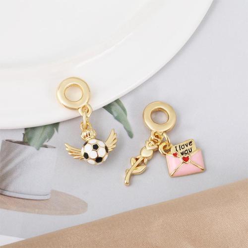Brass Jewelry Pendants, plated, DIY & micro pave cubic zirconia & enamel, more colors for choice, nickel, lead & cadmium free, Sold By PC
