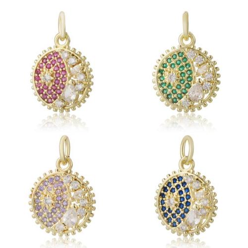Cubic Zirconia Micro Pave Brass Pendant, plated, DIY & micro pave cubic zirconia & enamel, more colors for choice, nickel, lead & cadmium free, Sold By PC