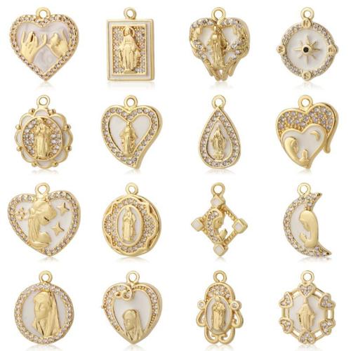 Cubic Zirconia Micro Pave Brass Pendant, plated, DIY & micro pave cubic zirconia & enamel, more colors for choice, nickel, lead & cadmium free, Sold By PC