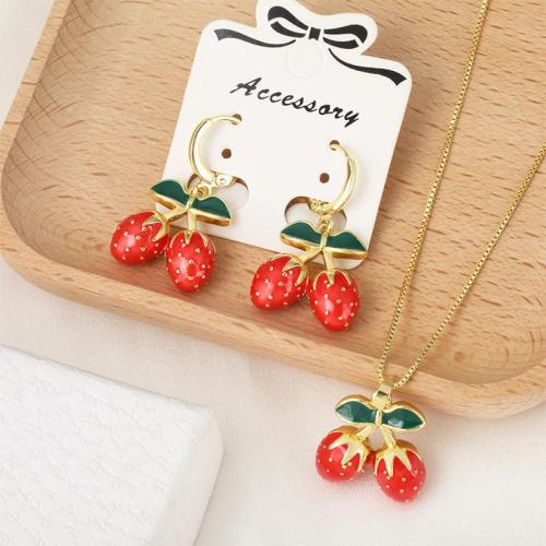 Brass Jewelry Set, pendant & earring, plated, fashion jewelry & enamel, more colors for choice, nickel, lead & cadmium free, Sold By Set