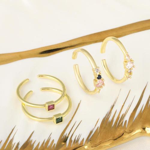 Cubique anneau en laiton Circonia Micro Pave, Placage, bijoux de mode & pavé de micro zircon, plus de couleurs à choisir, protéger l'environnement, sans nickel, plomb et cadmium, Vendu par PC