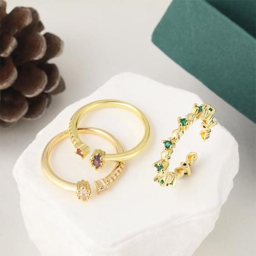 Kubische Zro2-Micro Pave Messingring, Messing, plattiert, Modeschmuck & Micro pave Zirkonia, keine, frei von Nickel, Blei & Kadmium, verkauft von PC